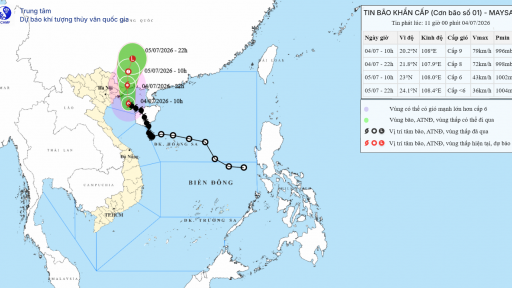 Tin b&atilde;o mới nhất, b&atilde;o số 1 MAYSAK c&aacute;ch Quảng Ninh 145km, dự b&aacute;o thời điểm suy yếu th&agrave;nh &aacute;p thấp
