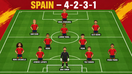 Đội h&igrave;nh tối ưu của T&acirc;y Ban  Nha đấu Bỉ (2h00 ng&agrave;y 11/7, V&ograve;ng tứ kết World Cup 2026): &ldquo;La Roja&rdquo; giữ nguy&ecirc;n sơ đồ?