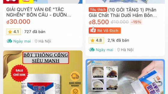 Tự mua hóa chất thông tắc cống trôi nổi trên mạng, tác hại khôn lường