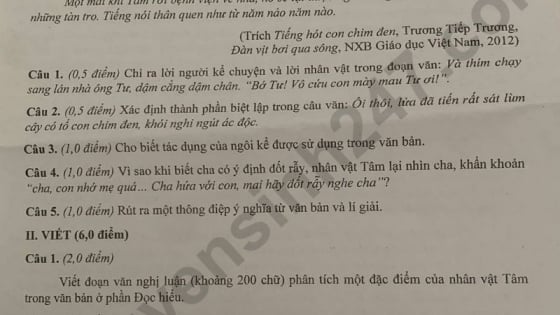 Đề thi môn Văn vào lớp 10 năm 2025 của Yên Bái có gợi ý đáp án
