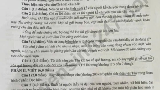 Đề thi môn Văn vào lớp 10 năm 2025 của Thái Bình có gợi ý đáp án 