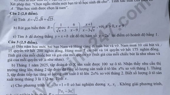 Đề thi môn Toán vào lớp 10 năm 2025 của Nghệ An có gợi ý đáp án