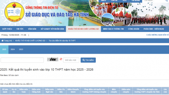 Lịch công bố điểm thi vào lớp 10 năm 2025-2026 của Hà Tĩnh