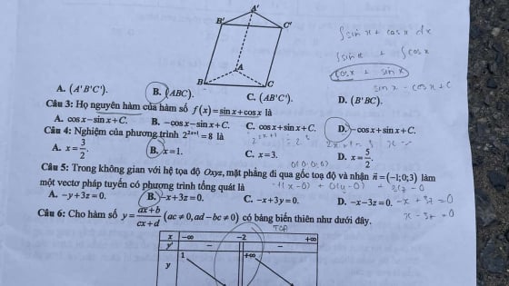 Đề thi môn Toán tốt nghiệp THPT 2025 mã đề 124 có gợi ý đáp án