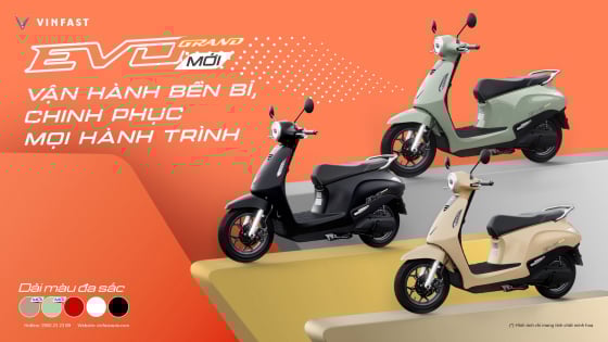 VinFast ra mắt xe máy điện Evo Grand với 2 pin có thể tháo rời, đi được tới 262 km/lần sạc
