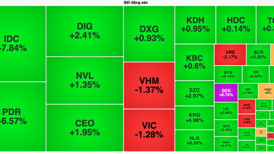 VN-Index vượt mốc 1.600 điểm trong 'tích tắc', cổ phiếu bất động sản nhà Vingroup ghìm đà tăng