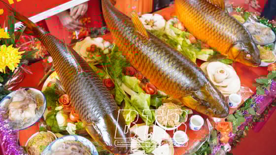 Cả làng ở Thái Bình đem cá to bự, ngon nhất đi thi tại một lễ hội nổi tiếng ở đất phát tích vương triều nhà Trần