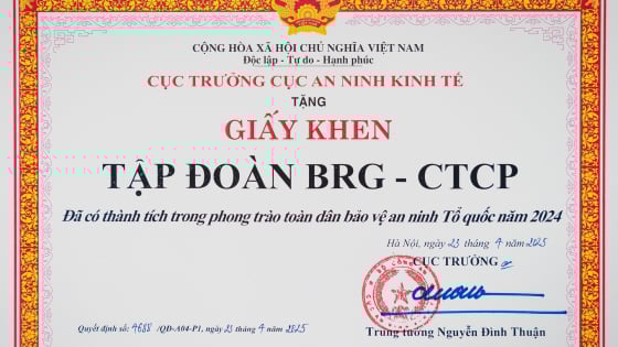 Tập đoàn BRG nhận giấy khen trong phong trào “Toàn dân Bảo vệ An ninh Tổ quốc năm 2024”