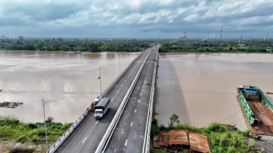 Tỉnh Vĩnh Long (mới) kết nối với tỉnh Đồng Tháp (mới) qua sông Tiền bằng cây cầu hoành tráng này đây