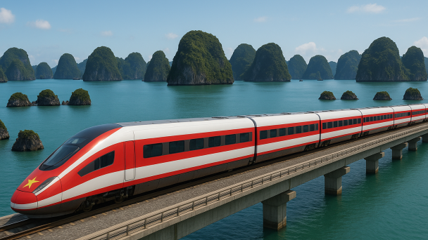 AI và ảnh: Viễn cảnh tuyến đường sắt tốc độ cao đi từ Hà Nội tới Quảng Ninh chỉ mất 30 phút?