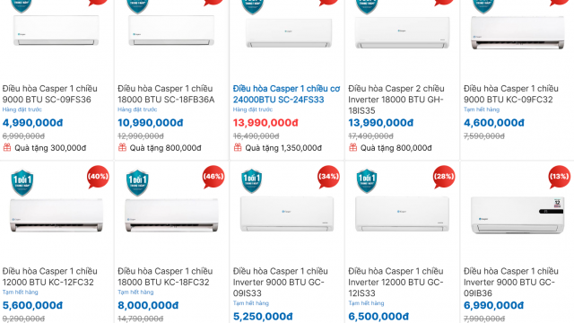 Giá điều hòa lao dốc kịch sàn tới 60%, có mẫu chỉ từ 3 triệu đồng