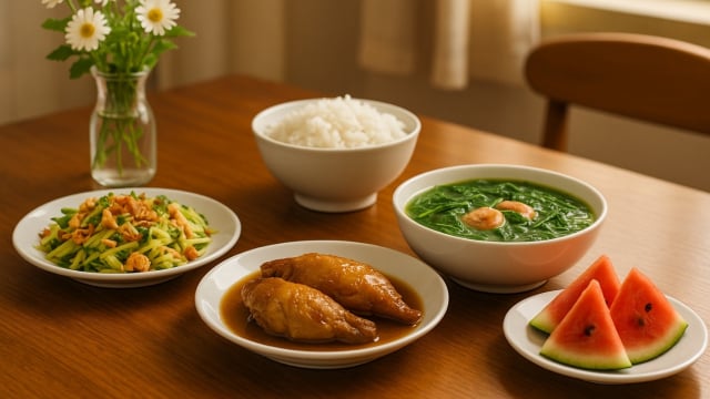 Bữa cơm tối 120 nghìn: Vịt kho gừng, nộm xoài xanh tôm khô