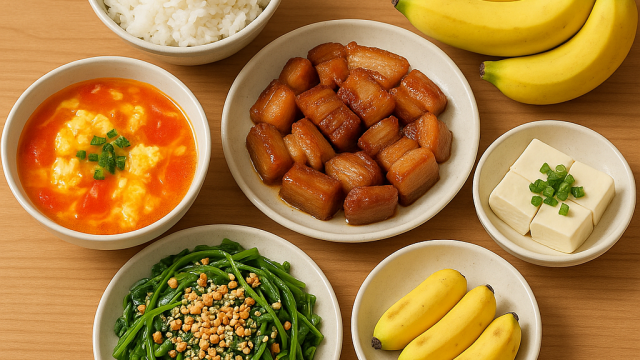 Bữa cơm tối 120 nghìn: Thịt rang cháy cạnh, canh trứng, rau trộn