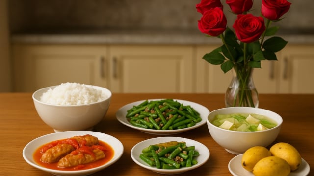 Bữa cơm tối 120 nghìn: Cá basa kho riềng, canh rau dền nấu tôm, đậu phụ sốt hành cà