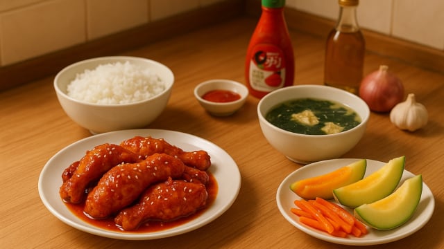 Bữa cơm tối 120 nghìn: Gà rim kiểu Hàn, canh rong biển trứng