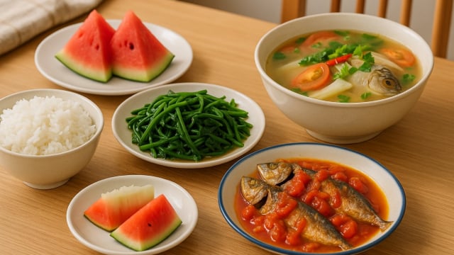 Bữa cơm tối 120 nghìn: Cá nục kho cà, canh chua đầu cá chép