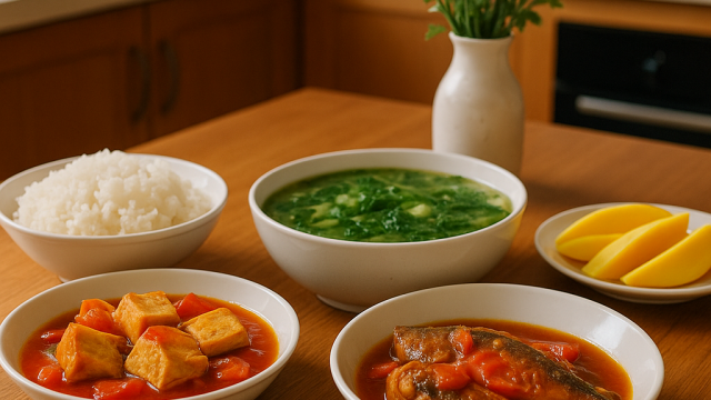 Bữa cơm tối 120 nghìn: Đậu phụ sốt cà chua, canh cua rau đay mồng tơi mướp