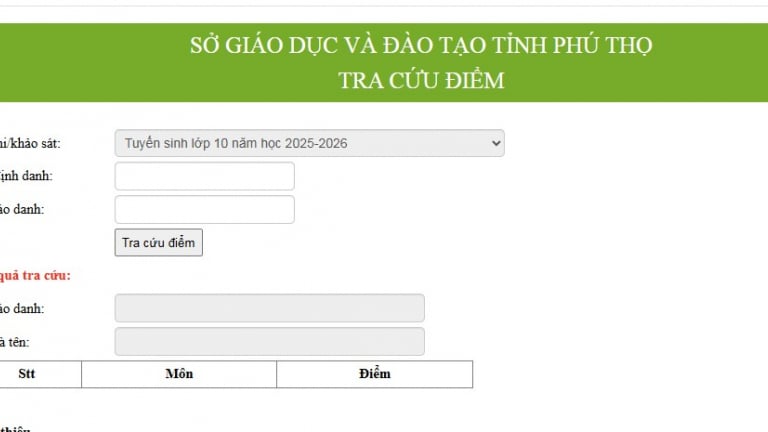 Lịch công bố điểm thi vào lớp 10 năm 2025-2026 của Phú Thọ