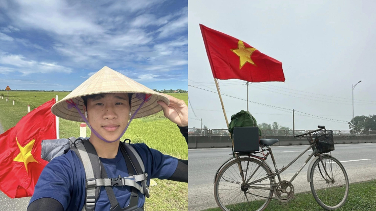  Chàng trai quê lúa vượt 1.700km bằng xe đạp vào TP.HCM xem duyệt binh ngày thống nhất
