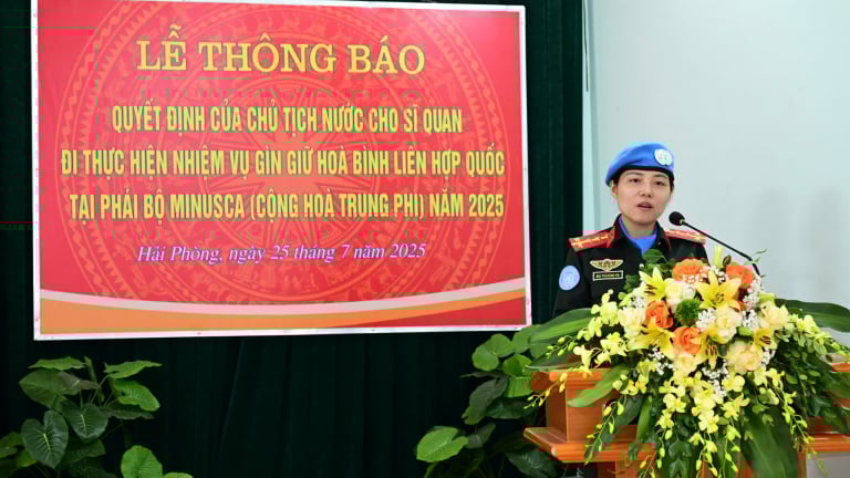 Nữ Đại uý Công an Hải Phòng được cử đi thực hiện nhiệm vụ gìn giữ hòa bình Liên hợp quốc tại Cộng hòa Trung Phi