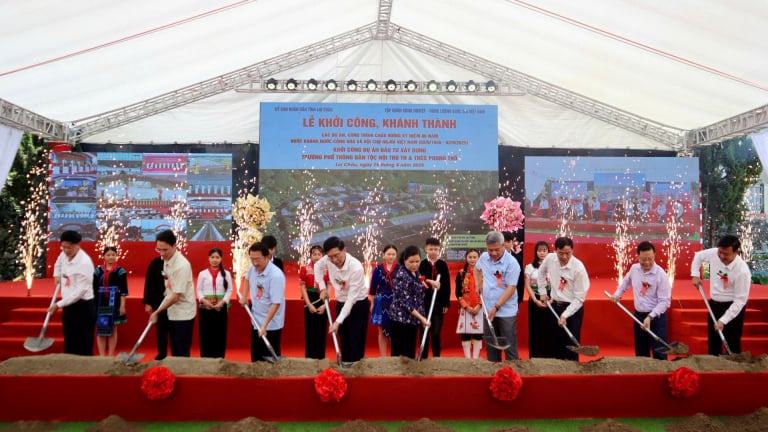 Lai Châu khởi công xây dựng Trường Phổ thông Dân tộc nội trú Tiểu học và THCS Phong Thổ gần 200 tỷ đồng