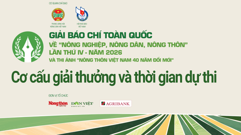 Chi tiết cơ cấu Giải báo chí toàn quốc về nông nghiệp, nông dân, nông thôn 2026 và Thi ảnh nông thôn 40 năm Đổi mới
