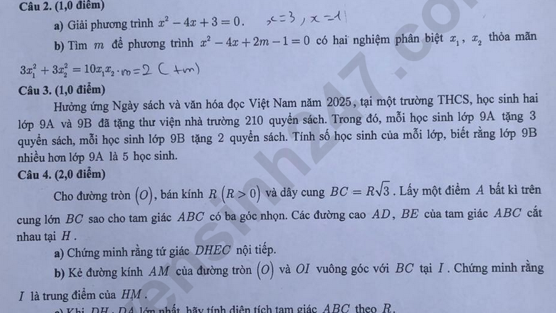 Đề thi môn Toán vào lớp 10 năm 2025 của Bắc Ninh có gợi ý đáp án