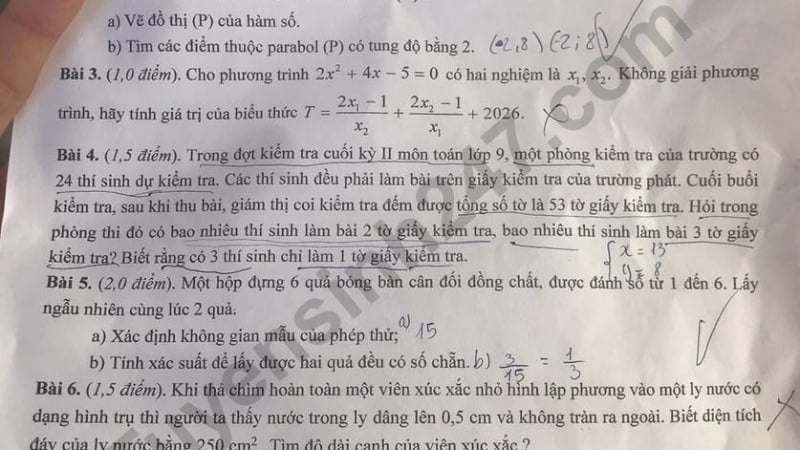Đề thi môn Toán vào lớp 10 năm 2025 của Ninh Thuận có gợi ý đáp án