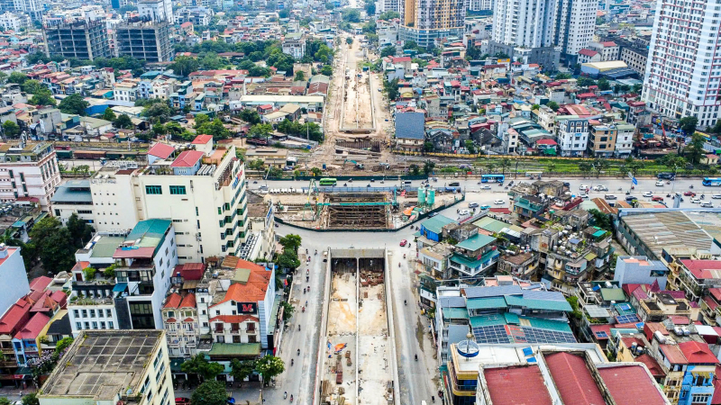 Hầm chui trị giá 800 tỷ đồng gần bến xe Giáp Bát sắp về đích