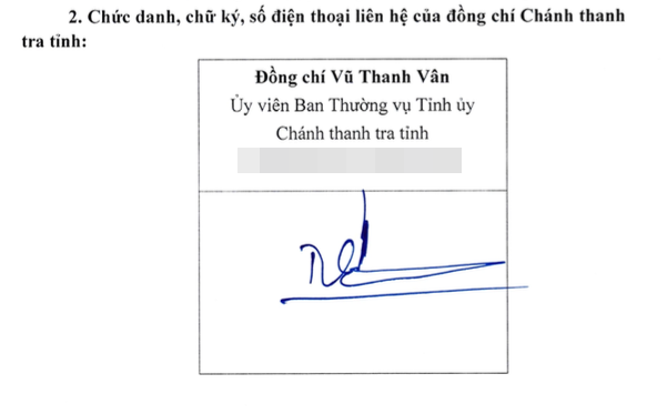 Chữ ký của Chánh Thanh tra tỉnh Hưng Yên mới như thế nào?