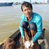 'Vào vai Hà bá' lặn sâu xuống đáy sông Mekong ở An Giang, mò trúng tôm càng xanh bự bán ra tiền triệu