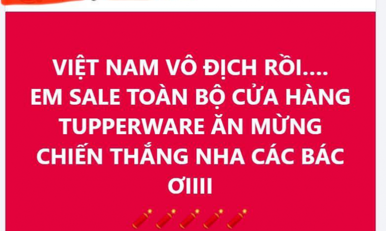 Hàng loạt cửa hàng trên Facebook đua nhau giảm giá ăn mừng đội tuyển Việt Nam vô địch ASEAN Cup 2024