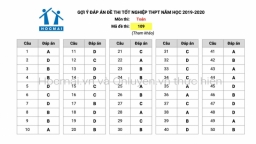 Đáp án đề thi tốt nghiệp THPT 2020 môn Toán mã đề 109