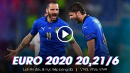 Trực tiếp bóng đá EURO 2020 20-21/6: Italy vs Wales, Thụy Sĩ vs Thổ Nhĩ Kỳ trên VTV