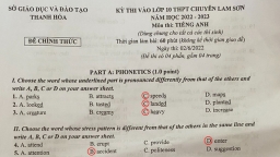 Gợi ý đáp án môn Tiếng Anh vào lớp 10 THPT Chuyên Lam Sơn năm 2022 đầy đủ nhất