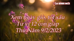 Xem ngày giờ tốt xấu, tử vi 12 con giáp thứ Năm ngày 9/2/23023