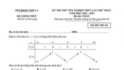 Đề thi thử tốt nghiệp THPT 2023 môn Toán - Sở GD&ĐT Sơn La lần 1 có đáp án