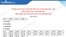 Gợi ý đáp án môn Tiếng Anh vào lớp 10 Phú Yên năm 2023 đầy đủ nhất