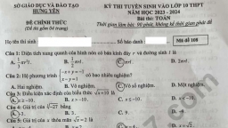 Đề Toán tuyển sinh lớp 10 Hưng Yên năm 2023 nhanh nhất, đầy đủ nhất