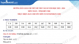 Đề thi môn Toán vào lớp 10 Bến Tre năm 2023 có đáp án