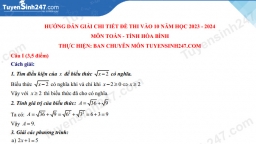 Đề thi môn Toán vào lớp 10 Hòa Bình năm 2023 có đáp án