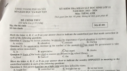 Đề khảo sát lớp 12 môn Tiếng Anh của Sở GD&ĐT Hà Nội 2024 tất cả mã đề có đáp án