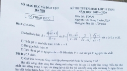 Đề thi môn Toán vào lớp 10 ở Hà Nội