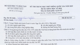 Đáp án đầy đủ các mã đề Lịch sử thi THPT Quốc gia 2019