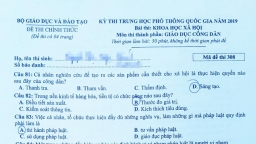 Đáp án đầy đủ môn Giáo dục công dân thi THPT Quốc gia 2019