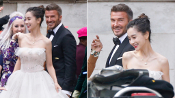 Angela Baby đẹp tinh khôi bên 'chú rể' David Beckham, dân mạng khen 'quá đẹp đôi'