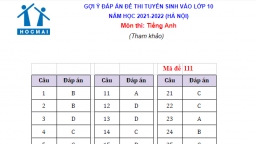 Gợi ý đáp án đề thi vào lớp 10 môn Tiếng Anh TP Hà Nội năm 2021