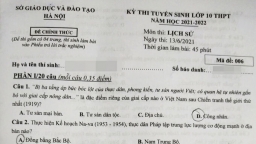 Đề thi vào lớp 10 môn Lịch Sử TP Hà Nội năm 2021 đầy đủ nhất