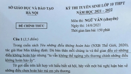 Đề thi vào lớp 10 chuyên Ngữ Văn của Hà Nội năm 2021 đầy đủ nhất