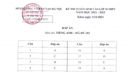 Đáp án chính thức môn Tiếng Anh vào lớp 10 năm 2021 của Sở GD&ĐT Hà Nội